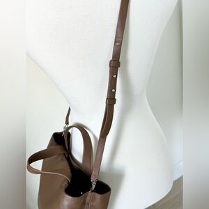 Theory Crossbody Med Tote Brown Nutmeg Lambskin Leather Bag